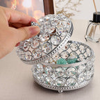 Crystal Mirrored Jewelry Box - Jewelry Trinket Organizer Treasure Box Home Decor Ring Earrings Necklace Storage Holder Chest Keepsake Box,Birthday Christmas Gift for Women, Large