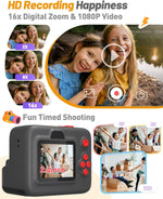 Kids Camera Instant Print,2.4In Screen 1080P Kids Digital Camera Toys with 3 Rolls Print Paper 32G Card + 10 Rolls Print Paper