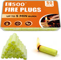 50 Pack Fire Plugs, Emergency Waterproof Fire Starter Plug | Odorless Cotton Quick Ignite Firestarter, Long Lasting Burn Fireplug for Camping, Fireplaces, Grills & Emergency Survival
