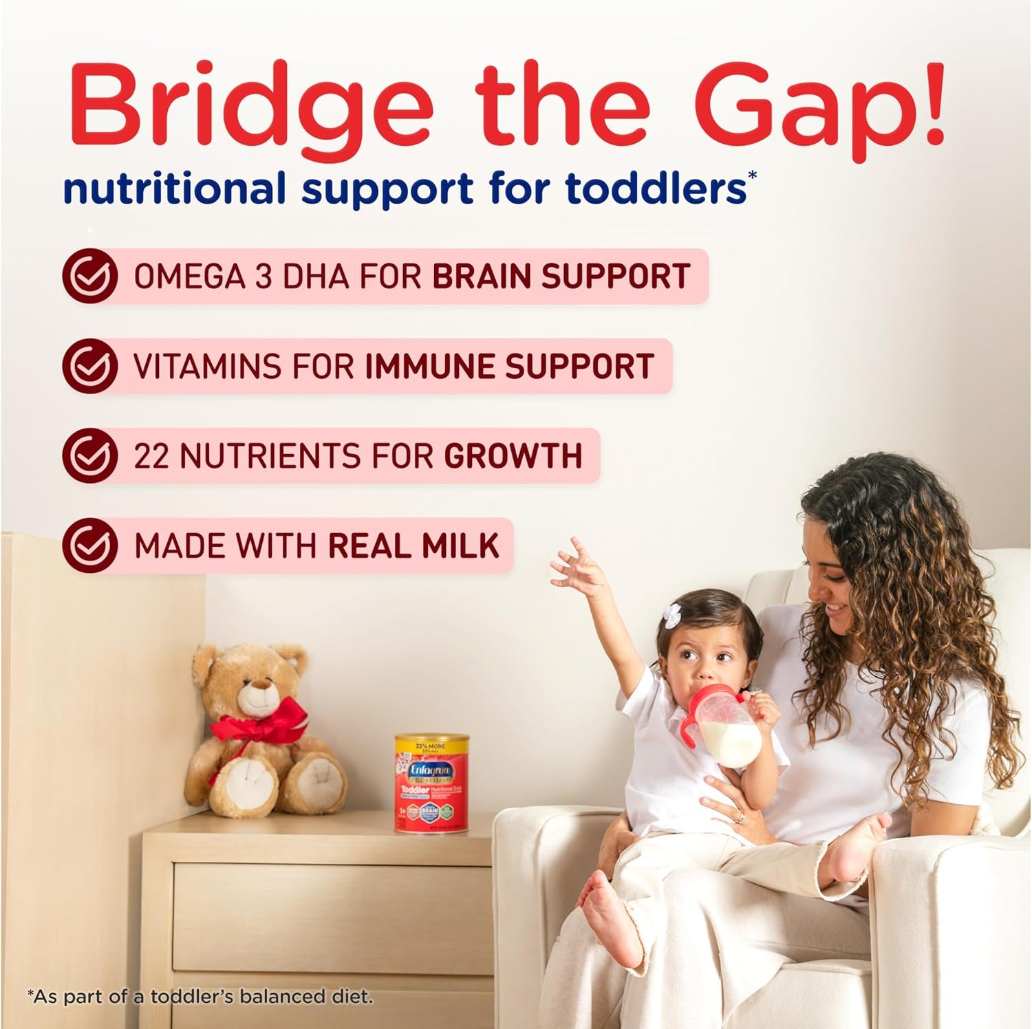 Premium Toddler Nutritional Drink, Try Our Brain Supporting Trio, Natural Vanilla Flavor, 32Oz Can (Pack of 2)