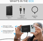 Pro – World'S Thinnest Portable Charger – USB-C Power Bank 5000Mah – Magnetic Built-In Cable – TSA Approved Travel Charger – Iphone 15/16/17 & Android – Black