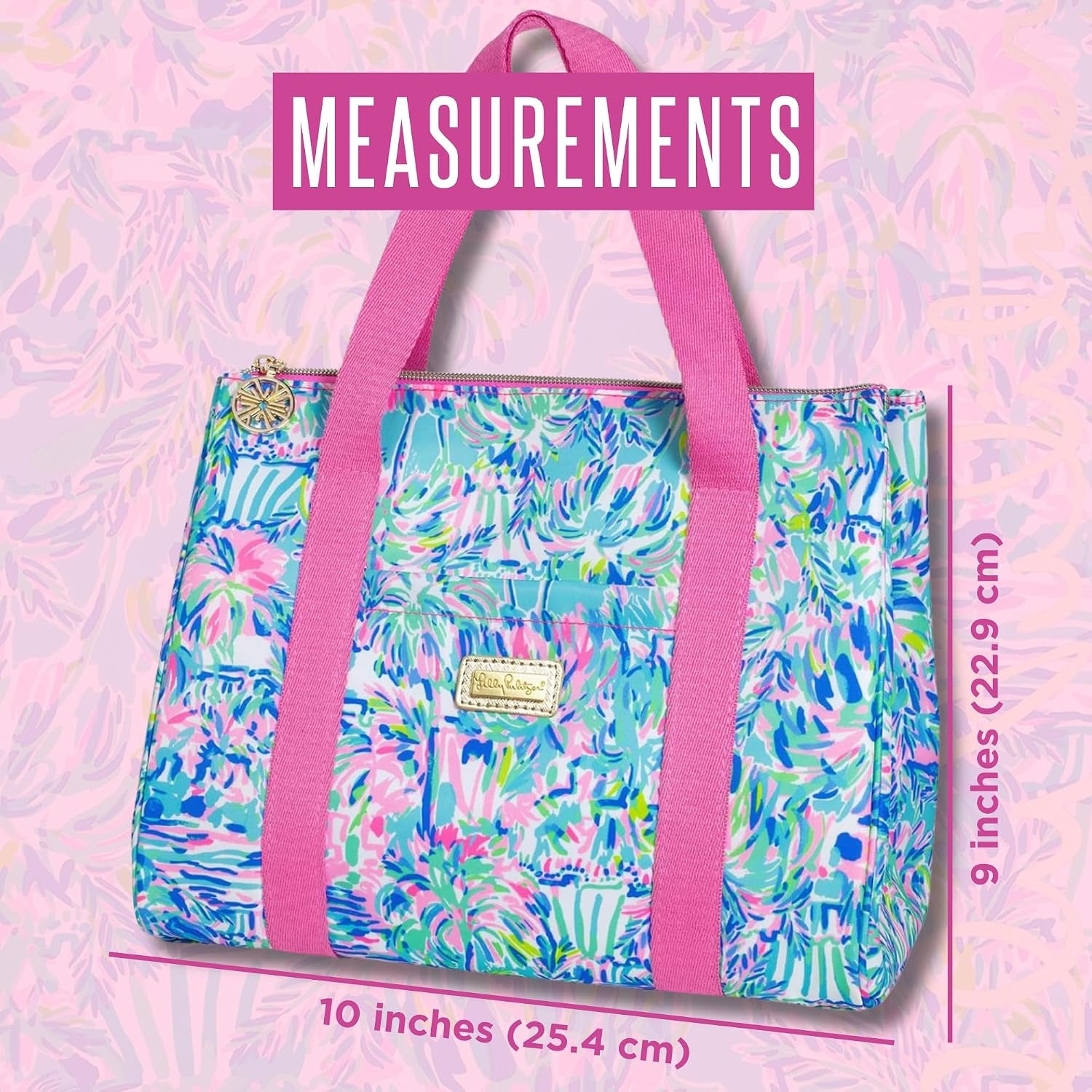 Lilly Pulitzer Insulated Lunch Bag, Cabana Cocktail | Cute Lunch Cooler Tote for Women, Mini Cooler with Zipper Closure, Exterior Pocket, Flat Base, and Handle Straps