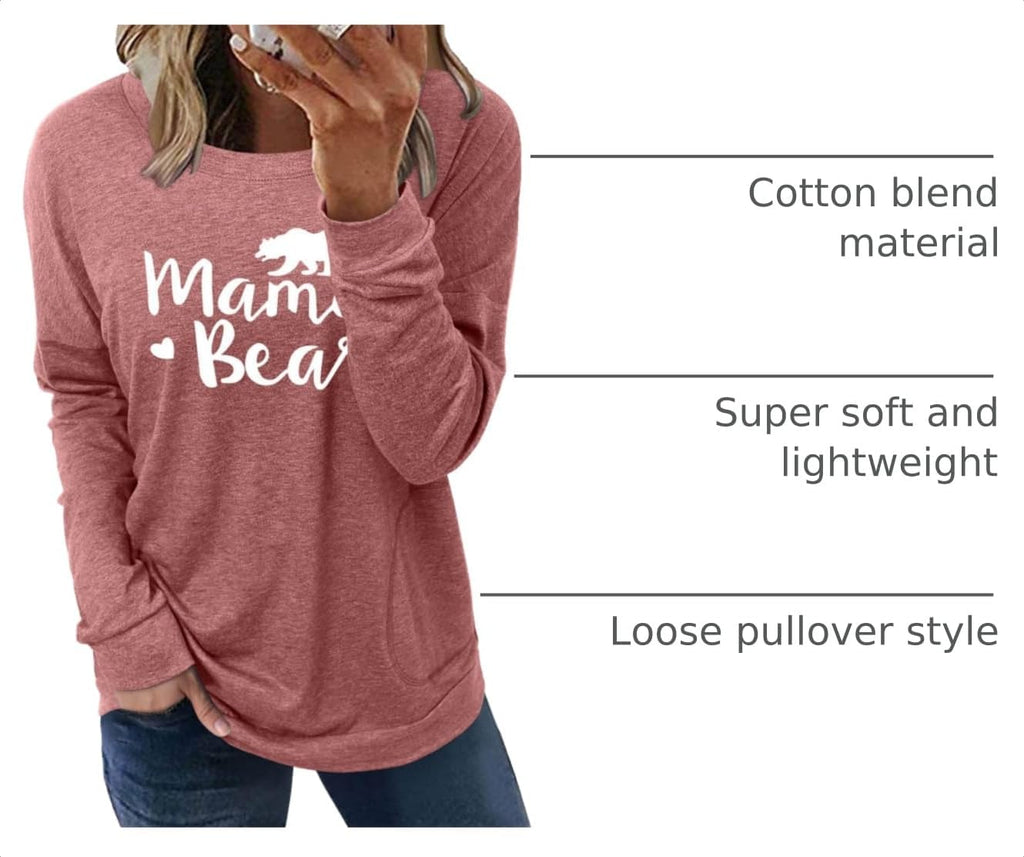 Womens Crewneck Sweatshirt Casual Loose Fitting Tops Long Sleeve T Shirt