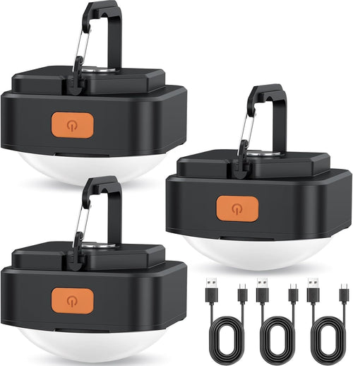 3 Pack LED Rechargeable Camping Lights Tent Lantern Mini Emergency | Portable Rechargeable Tent Flashlight, Outdoor Survival Accessory for Hiking, Fishing, Backpacking, Hurricane & Power Outage