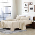 Essentials Ultra Soft Hypoallergenic Wrinkle Resistant Double Brushed Microfiber Bedding Sheet Set, Cream, Full