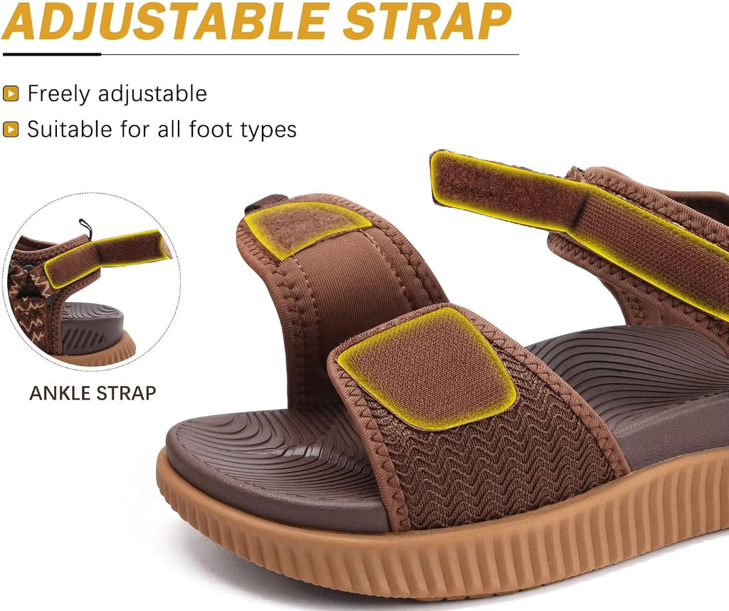 Womens Orthopedic Walking Sandals Ladies Recovery Sport Thick Athletic Cushion Outdoor Hiking Water Sandles Adjustable Strap Sandals with Comfortable Plantar Fasciitis Arch Support