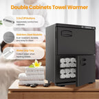 Hot Towel Warmer  46L Large Capacity Spa Towel Warmer with Double Cabinets for Salon, Barber Shop, Massage & Facial (Black)