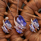 Wish Stone Pendant Necklace with Birthstone Crystal, 18K Rose Gold Plated/Silvertone, 18" + 2"