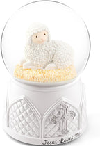 Jesus Loves Me Snow Globe, Jesus White Lamb Baptism Music Box, Religious Gift for Pastors Girls Wife Girlfriends Friends Easter Birthday Present