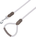 Dog Leash with Genuine Leather Connection/Handle, 4/5/6 FT | Rope Leash, Heavy Duty 360° Swivel Metal Clasp, for Small Medium & Large Dogs