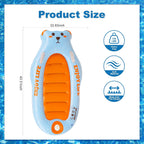 Inflatable Boogie Board for Kids, Penguin Surfboard with Built-In Press Pump, 27.5" Wide Anti-Flip Pool Float, Beach Swim Board with Dual Handles.