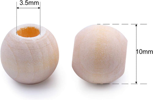 200 Pieces Wooden Beads, Natural round Wood Loose Beads Wood Spacer 10Mm Diameter and 3Mm Hole