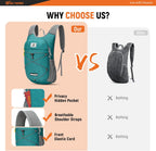 Foldable Hiking Backpack - 10L/15L Small Lightweight Daypack Breathable Travel Backpacks
