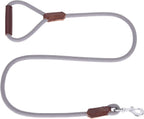 Dog Leash with Genuine Leather Connection/Handle, 4/5/6 FT | Rope Leash, Heavy Duty 360° Swivel Metal Clasp, for Small Medium & Large Dogs