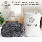 Chunky Knit Throw Blanket 50X70, Graphite Gray Chenille Throw Blanket for Couch Bed Sofa, Soft Fluffy Cable Knit Blanket, Oeko-Tex Certified, Machine Washable
