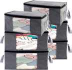 Storage Clothes Bins Closet Bags - 35L Containers Organizer Boxes Clothing Bin Organization for Organizing Blanket Pillow Sheet Sweater, Foldable Bedroom Small Storage Totes with Lids Zipper, 6Pc Pack