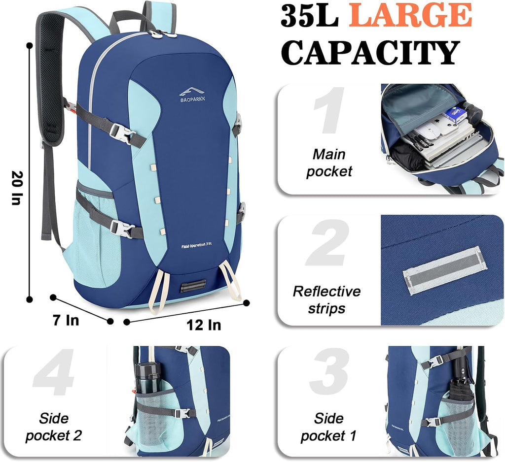 35L Ultra Lightweight Foldable Packable Hiking Backpack | Travel Backpack, Survival Whistle, Water-Resistant, Camping Daypack, Outdoor Sports, 0.88 Pounds, Men & Women