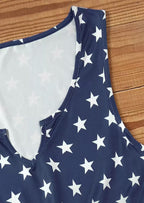 American Flag Star Vertical Striped Ruffled Mini Dress Women 4Th of July Patriotic Dresses Casual Tank Dress
