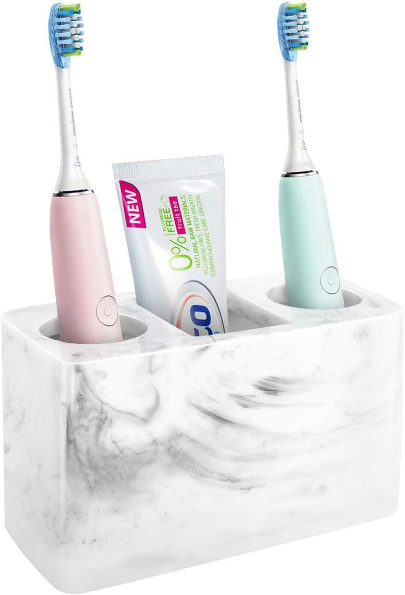 Toothbrush Holder, Resin, 3 Slots, Ink White | Electric Toothbrush Holder, Toothbrush and Toothpaste Holder, Bathroom Countertop Storage, Bathroom Accessories