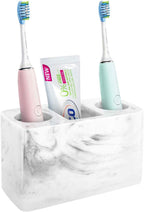 Toothbrush Holder, Resin, 3 Slots, Ink White | Electric Toothbrush Holder, Toothbrush and Toothpaste Holder, Bathroom Countertop Storage, Bathroom Accessories