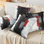 18X18 Throw Pillow Covers Set of 4 | Red and Black Abstract Art Painting Pillowcase, Soft Decor Cushion Cases for Sofa Bedroom Living Room Home Decor