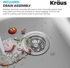 KRAUS Premier 32-Inch Undermount 50/50 Double Bowl 18-Gauge Stainless Steel Kitchen Sink with Strainers (X2), KBU22