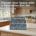 Set of 3 10/11/12" Boxes with Inlay Pieces, Blue/White