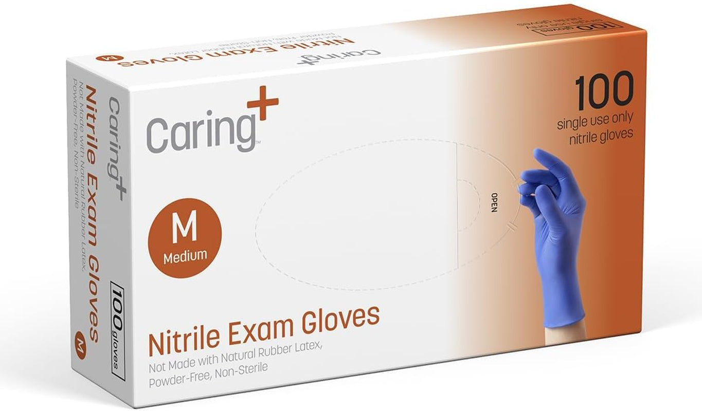 Nitrile Exam Gloves, Blue, Powder-Free, Disposable Gloves for Medical Care, First Aid, Cleaning, Food Prep