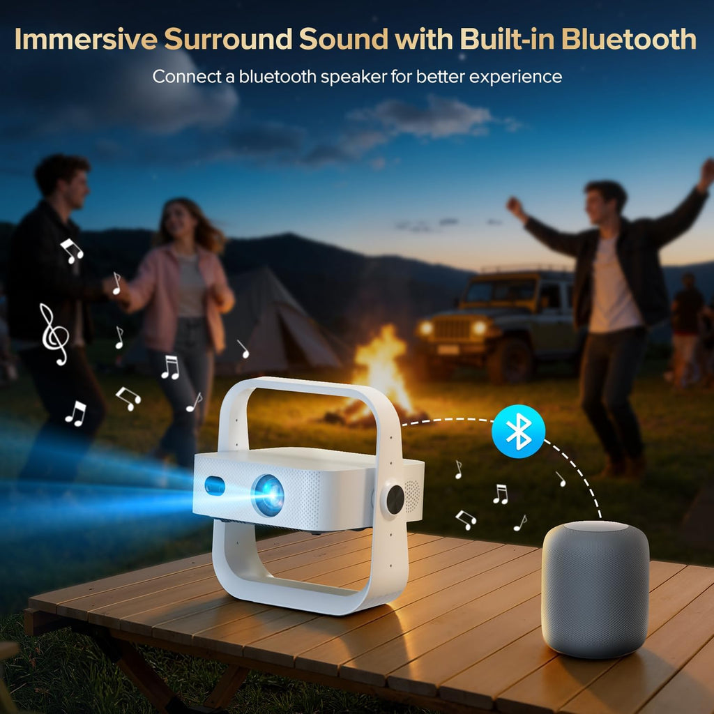 Projector Built-In Google Tv/Apps 4K AI Auto Focus, Voice Control | 3000 Bright, Google TV and 10,000+ Apps. Wifi 6 & Bluetooth 5.0, Portable Proyector for Bedroom/Ceiling/Camping/Ps5/Switch
