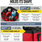 XL Trunk Organizer 3-Section Modular – Extra Large Car Storage for Groceries & Travel Gear, Multi-Compartment Foldable Cargo Bin – Red