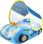 Baby Pool Float with UPF50+ Adjustable Canopy Baby Swimming Float Infant Baby Floatie Boat for Toddler