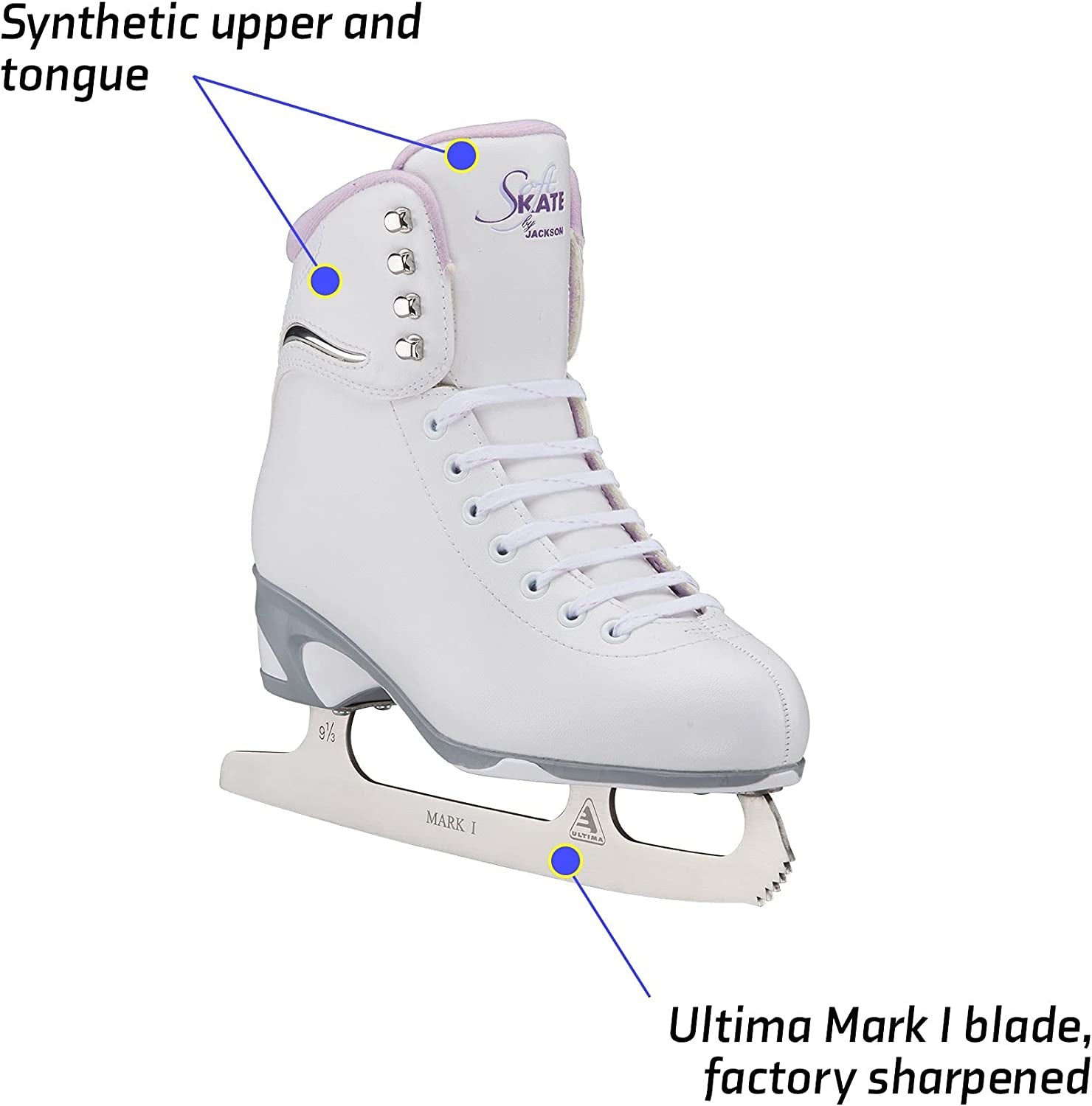 Jackson Figure Ice Skates JS180 / JS181 / JS184 - for Women and Girls | Comfortable Figure Skates for Ice Skating & Recreational Figure Skating, Ice Skates for Kids/Toddler Ice Skates-Medium Width
