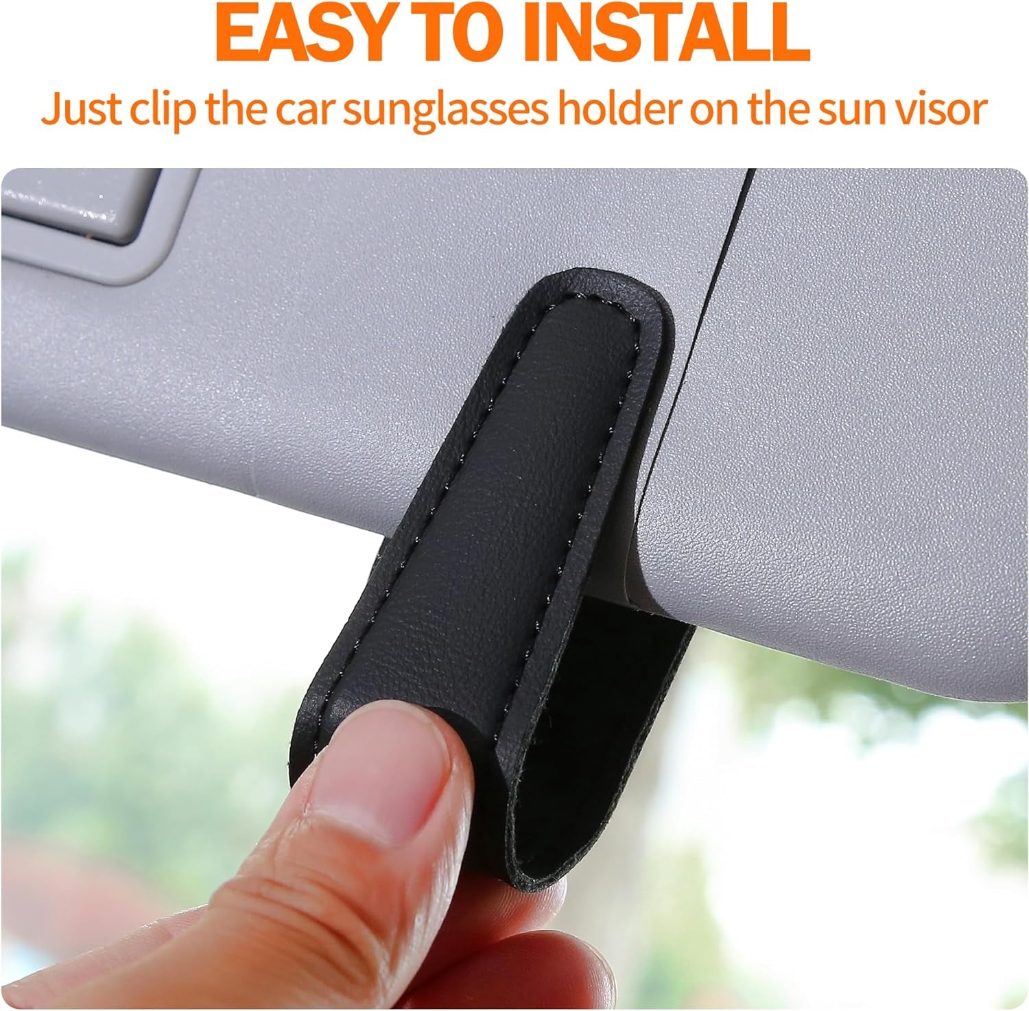Sunglasses Holders for Car Sun Visor, 2Pack Magnetic Leather Glasses Eyeglass Hanger Clip for Car, Visor Sunglasses Holder Clip Car Accessories for Truck | Magnetic Leather Eyeglass Hanger Clip for Car Visor, One-Hand Easy Operation, Interior Car Accessories for SUV & Truck