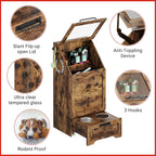 35''H Pet Food Cabinet Flip Top Dog Food Storage Cabinet,Dog Feeding Station with 2 Elevated Dog Bowls, Large Pet Toy Storage Organizer,Rustic Brown