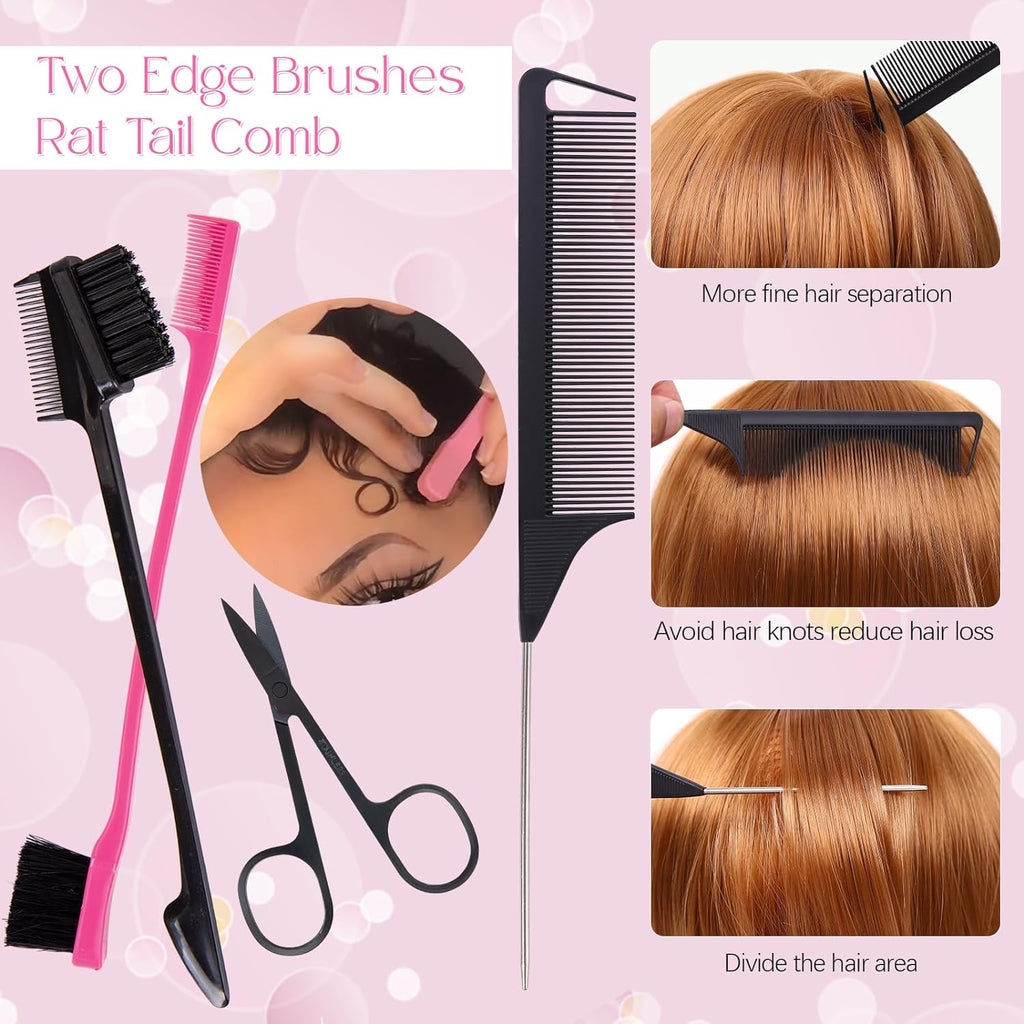 12 PCS Wig Kit for Lace Front Wigs,Wig Glue & Remover/Hair Wax Stick/Lace Melting Band/Edges-Control/Edge Laying Scarf/Hd Wig Cap/Edge Brush/Wig Band/Mini Scissor/Comb - Wig Accessory Essentials Kit