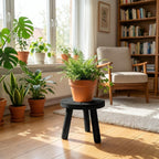 Wood Plant Stands Indoor, 3-Pack Single Plant Stand for 7-10 Inch Pots, Mid-Century Modern Plant Stool, Tall Plant Stand for Large Plants for Living Room, Balcony, Office (Black, 3-Pack)
