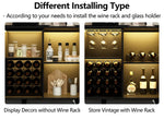 Ermo Wine Bar Cabinet with Led Light, Home Coffee Cabinet with Wine and Glass Rack