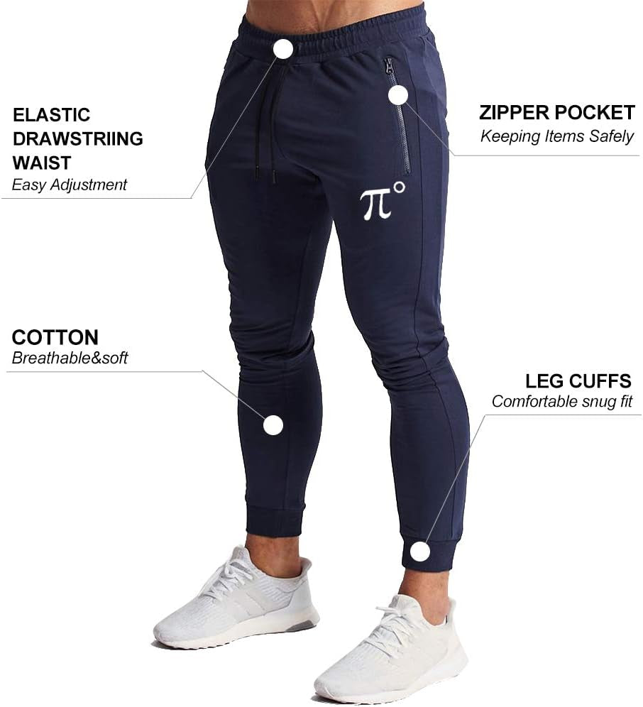 Men'S Joggers Sweatpants Gym Training Workout Pants Slim Fit | Cotton, Tapered,Drawstring Elastic Waist,2 Zipper Pockets,Track Bottoms,Straight, Sweat Pant,Soft,Daily Workout Wear.