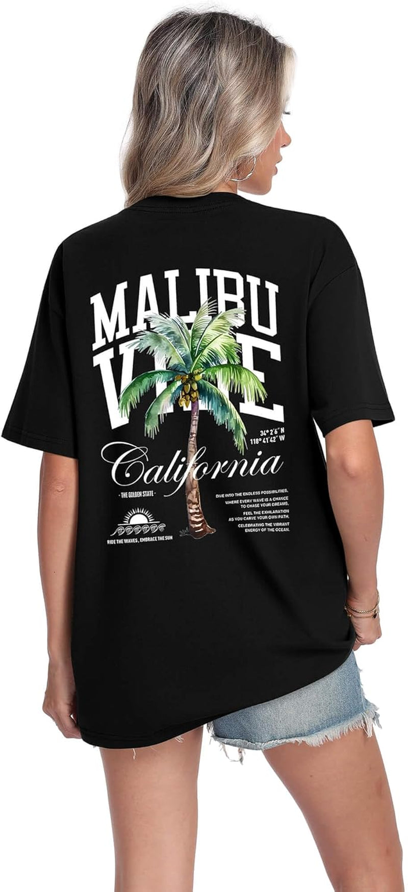 Mens Malibu Vibe Palm Tree California Casual Short Sleeve T-Shirt | Perfect for Surf Travel Great for Beach Lovers West Coast Fans.