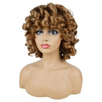 Curly Wig with Bangs Wigs for Black Women Honey Blonde Short Synthetic Hair Wigs (#30 Honey Blonde)