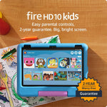 Fire 10 HD Kids Tablet (Newest Model) Ages 3-7 | Bright 10.1" HD Screen with Included Ad-Free and Exclusive Content, Robust Parental Controls, 13-Hr Battery, 32 GB, Blue