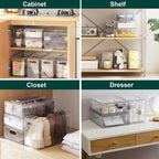 Fridge Drawers, 3-Pack Clear Stackable Pull Out Refrigerator Organizer Bins, Food Storage Containers for Kitchen, Freezer, Vanity & Fridge Organization and Storage (2 Small+1 Medium)