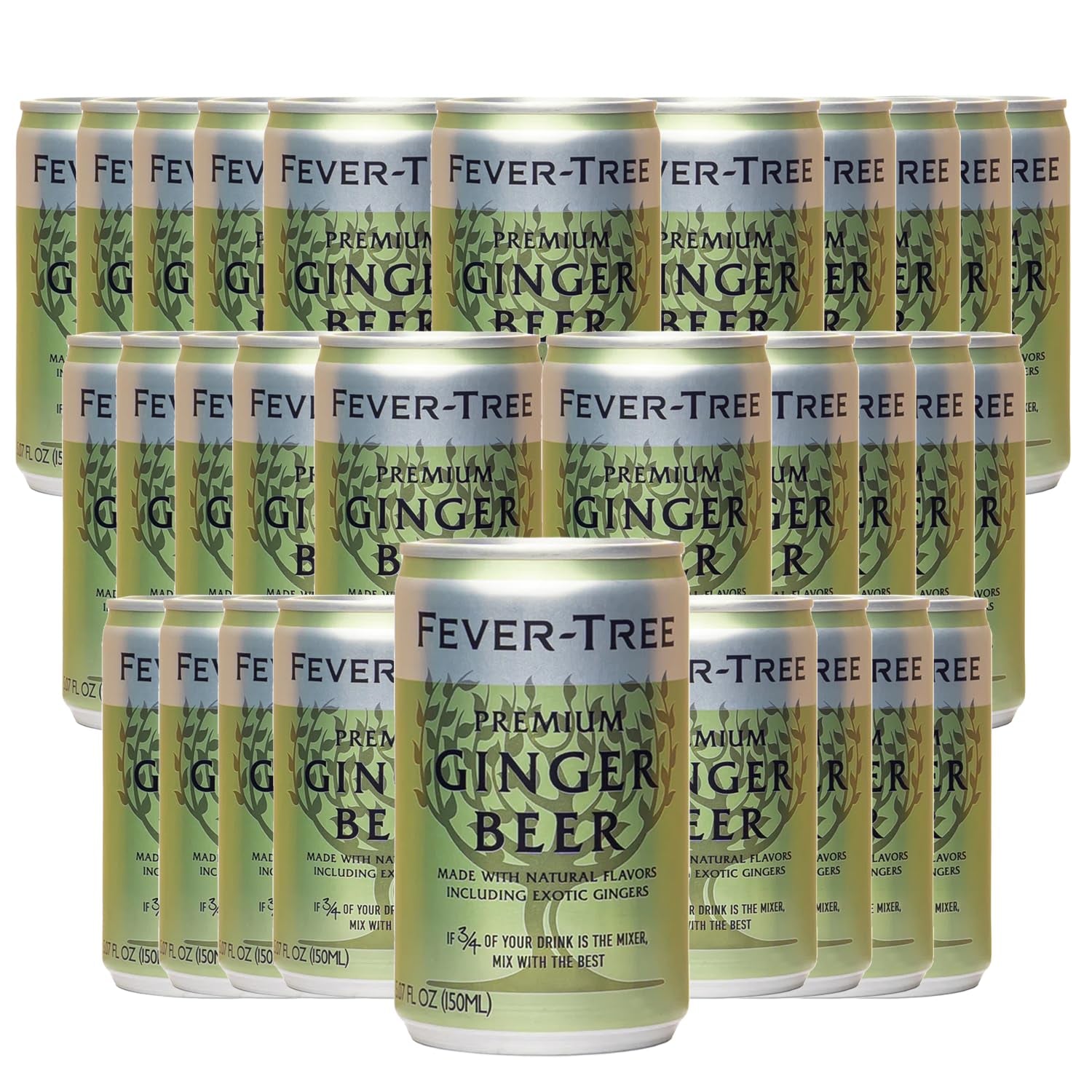 Fever Tree Premium Ginger Beer - Premium Quality Mixer and Soda - Refreshing Beverage for Cocktails & Mocktails 150Ml Bottle - Pack of 30