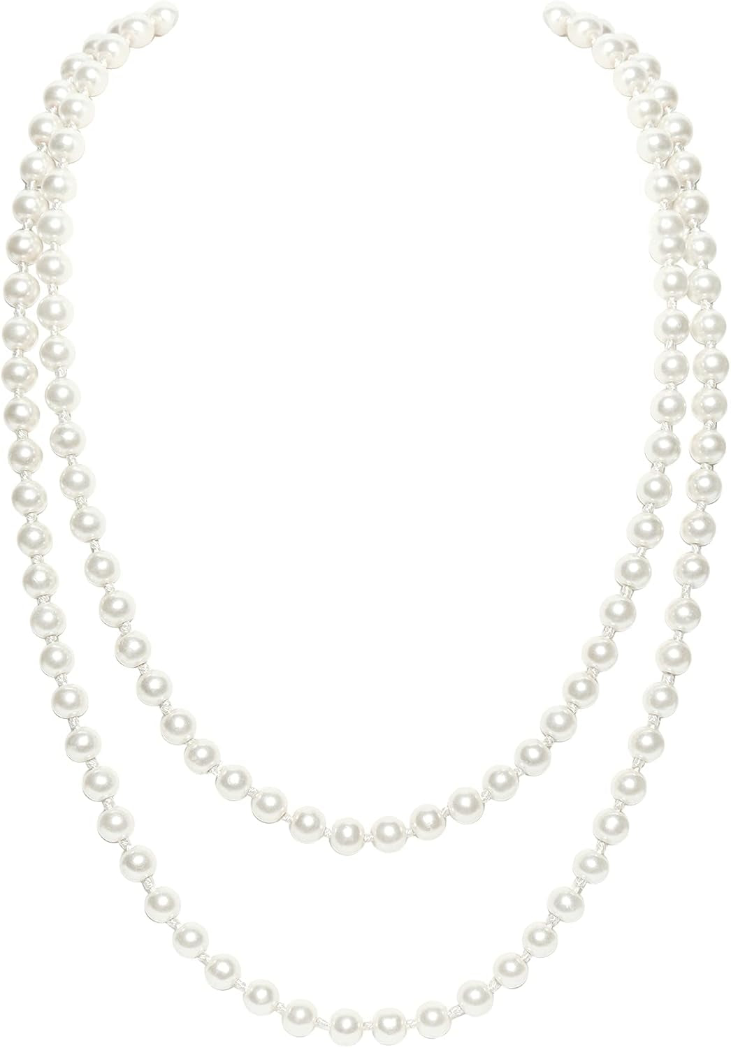 Long Pearl Necklace Faux Pearls Necklace Set Beaded Long Pearls Necklace 1920S Gatsby Costume Jewelry