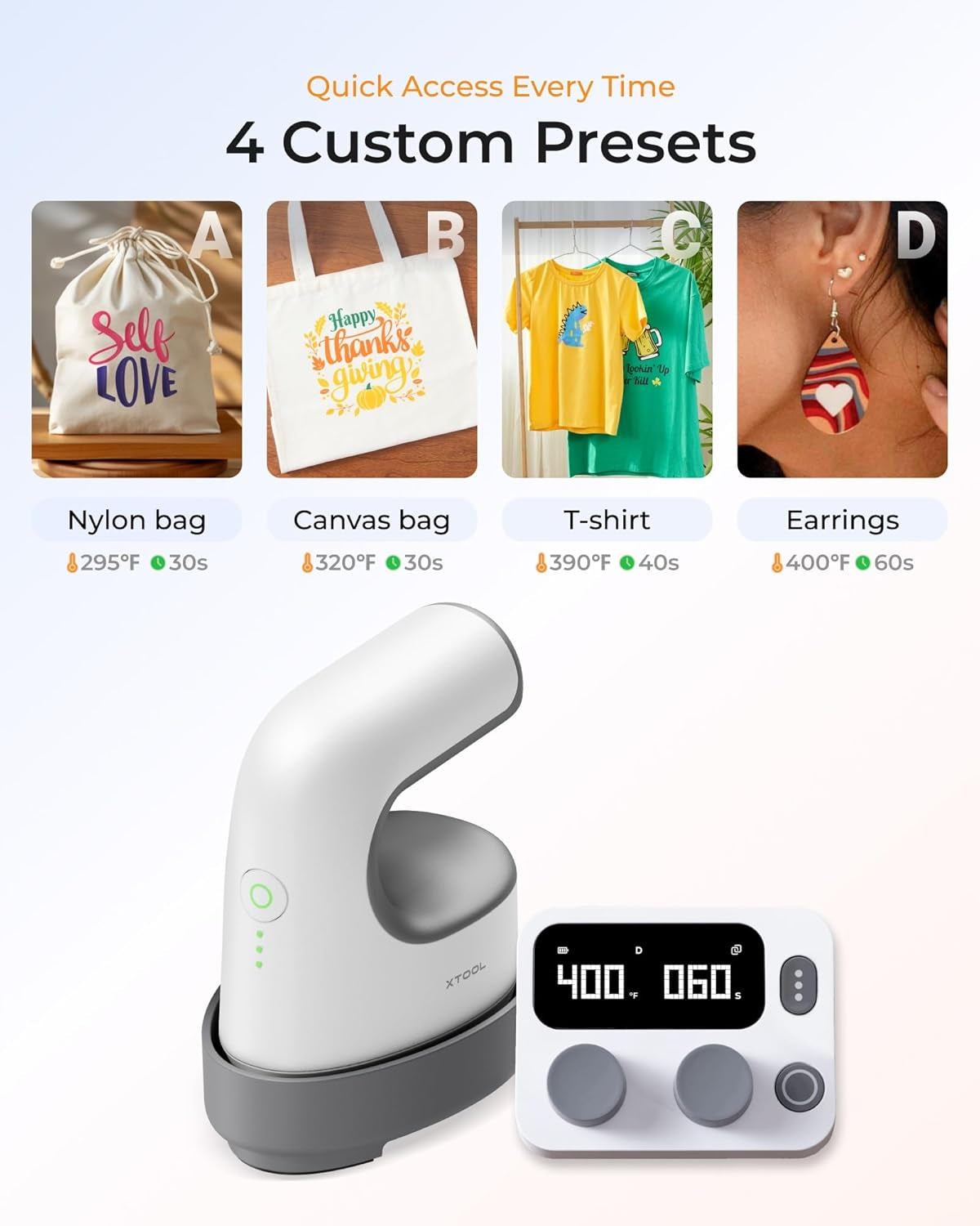 Mini Heat Press Machine with Wireless Control Pod- Ultra Light Portable Small Heat Press Machine for T-Shirts Shoes Hats, 4 Custom Presets & Fast Heating Mini Iron for Crafting Heating Transfer