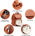 Leather Diaper Bag Backpack with Changing Mat | Travel Backpack Waterproof & Insulated Large Nappy Bag Stroller Straps, 13.8X8X18 Inch (Pack of 1), Travel Backpacks