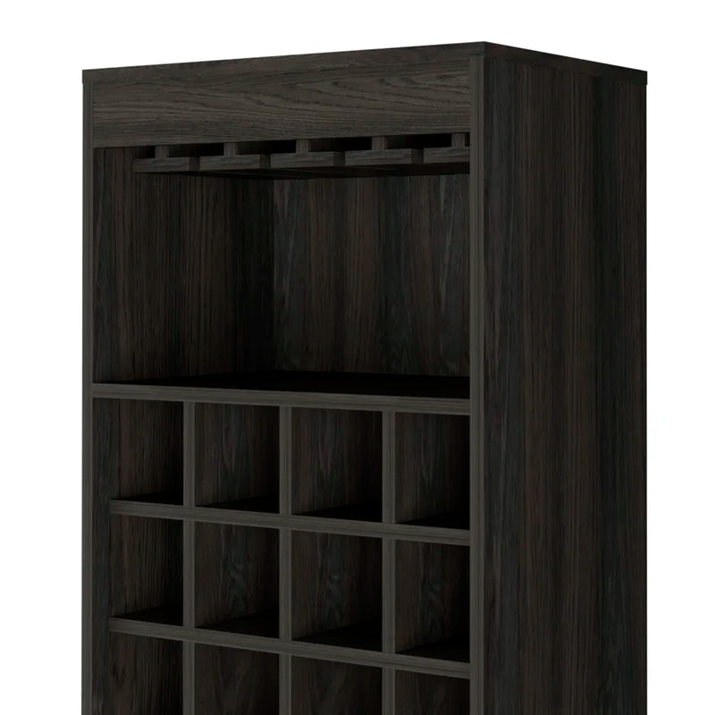 Kava 71" Tall Bar Cabinet with 16 Cubbies, Shelf, Concealable Tray and Double Door