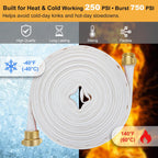 1-1/2" ID Fire Hose, 50Ft Single Jacket TPU Lay Flat Hoses with Brass NST/NH Couplings, 250 PSI Working / 750 PSI Burst, All-Weather Firefighter Hose for Fire Cabinets