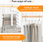 2 Pack Pants Hangers Space Saving, Anti-Slip Multi-Functional Pants Rack, Thickened Stainless Steel Tube with 10 Metal Clips, Two Hanging Modes Suitable for Jeans Trousers Skirts Scarf-White