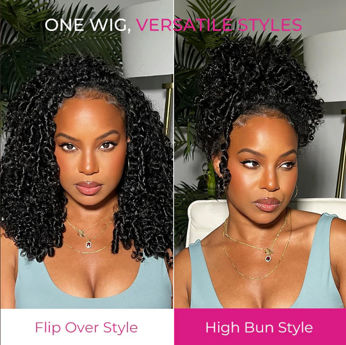 Half Wig Human Hair 3 in 1 Special Curly Half Wigs for Black Women 200% Density Wear and Go Glueless Wig Drawstring Ponytail Seamless Flip over No Lace Headband Wig Beginner Friendly 20 Inch